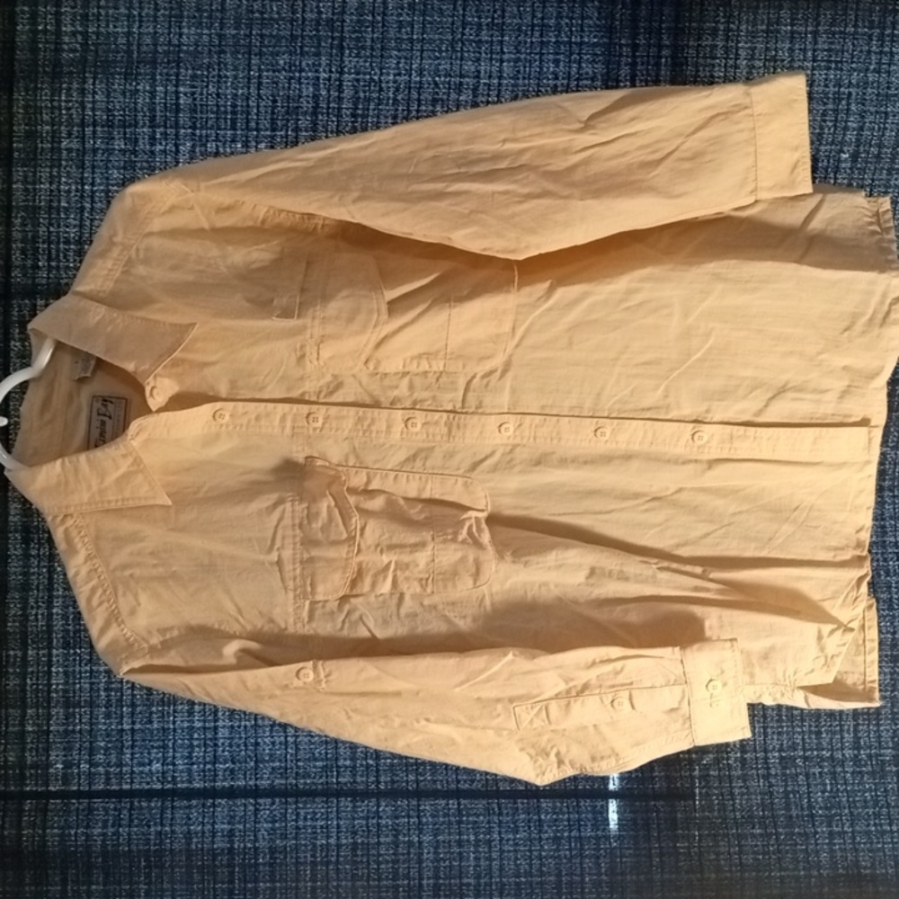 Bimini Bay Outfitters ventilated long sleeve yellow shirt size L mint